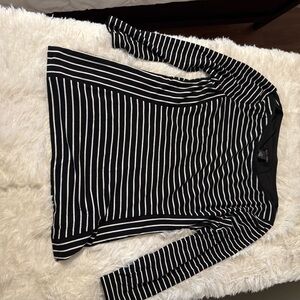 White House Black Market Monochrome Striped Top